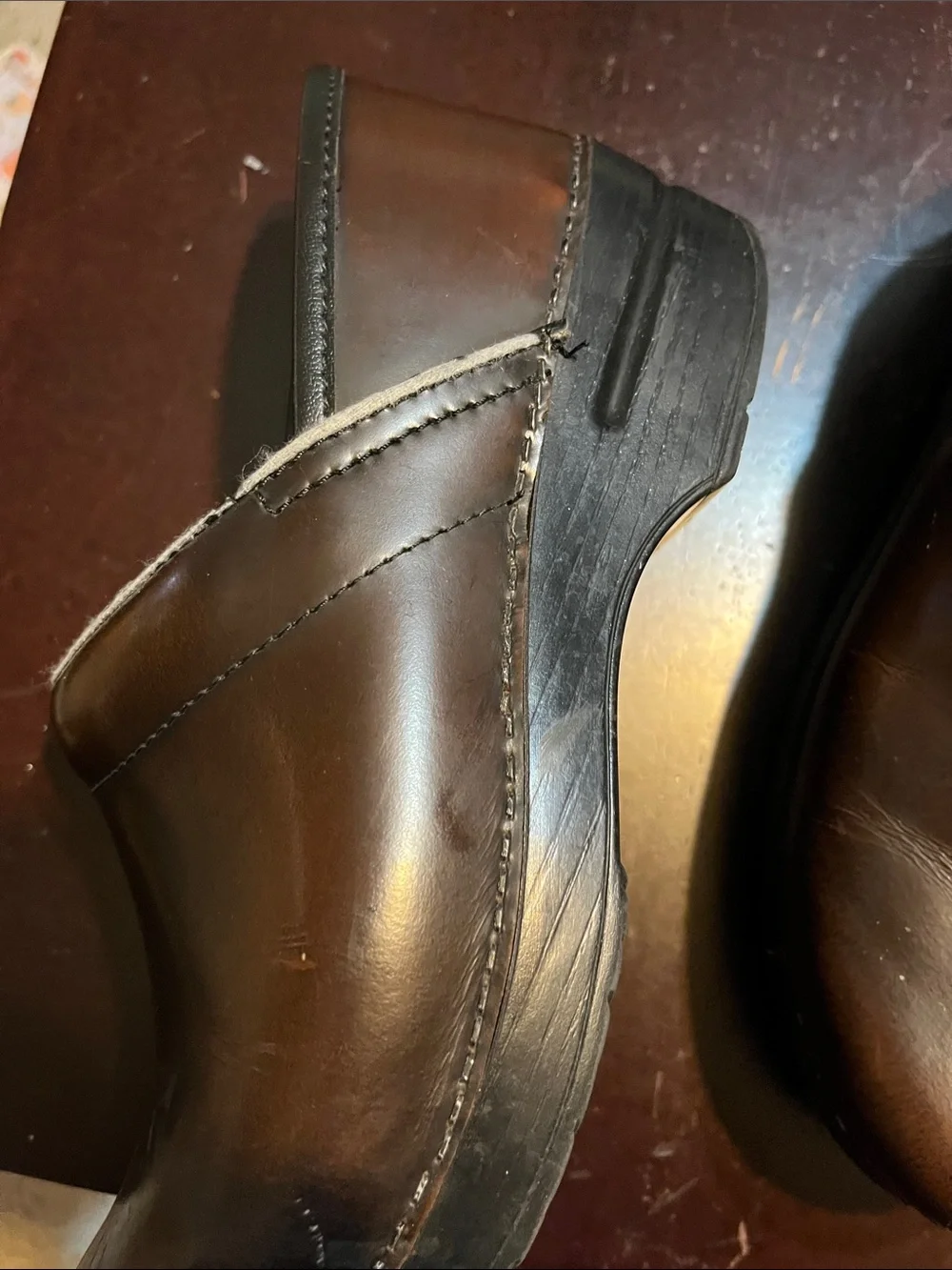 Dansko Brown Leather Slip-On Clogs - Picture 14 of 15